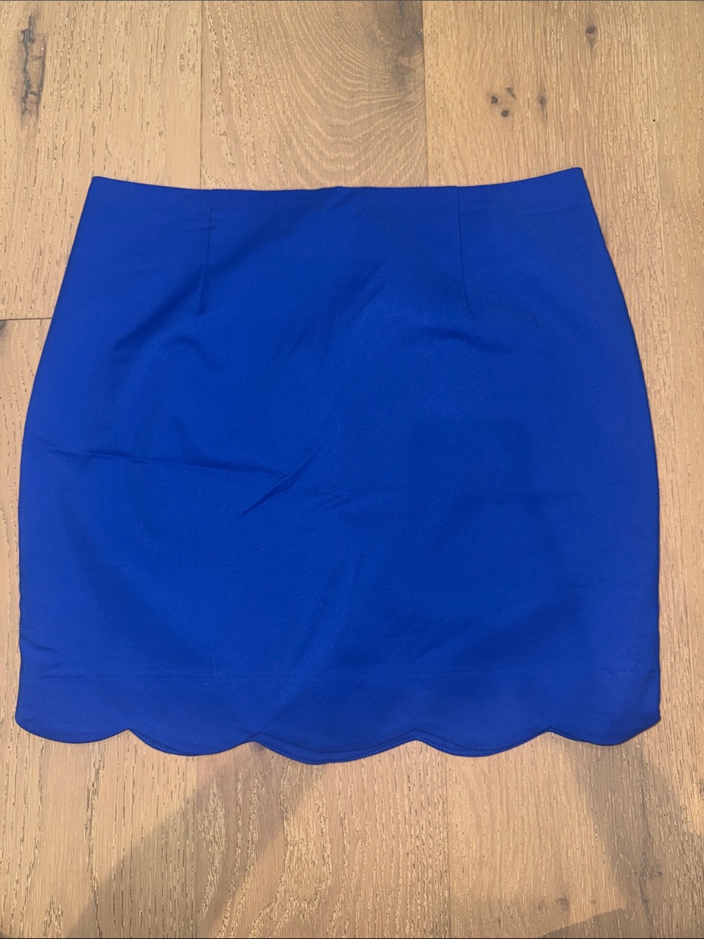 Classic Scallop Hem Blue Mini Skirt